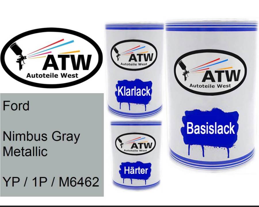 Ford, Nimbus Gray Metallic, YP / 1P / M6462: 500ml Lackdose + 500ml Klarlack + 250ml Härter - Set, von ATW Autoteile West.